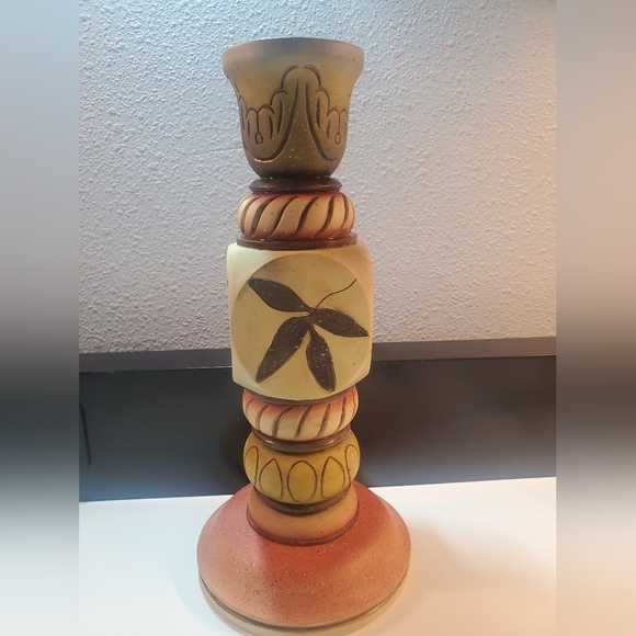 2004 Julie Ueland Designer SouthWest Painted 11.5 Pillar acandle Holder - Picture 1 of 16